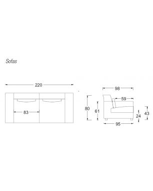 Divano Twils Newport-220 x 80 x h 80 cm