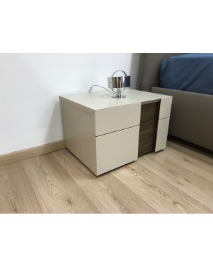 Mobili per la camera da letto Presotto Inside - Comodino L56 x P43,6 x H37,6 Beige Seta+Rovere Tabacco