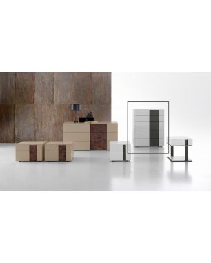 Mobili per Camera da Letto Presotto Inside - Comò 5 Cassetti L86 x P53,2 x H107,9 Bianco Candido+Grigio Antracite