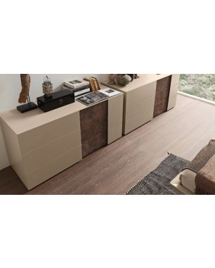 Mobili per la camera da letto Presotto Inside - Cassettiera 3 cassetti L114,6 x P53,2 x H72,8 Corda+P3 Ebano110