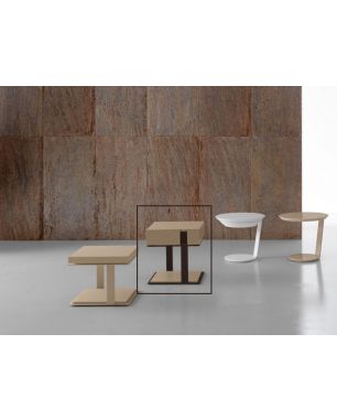 Mobili per la camera da letto Presotto Inside - Comodino L46,5 x P46,5 x H46,3 Corda+Marrone Caffè