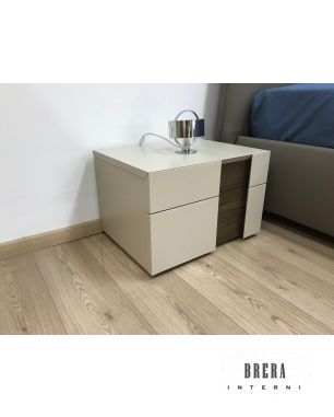 Mobili per la camera da letto Presotto Inside - Comodino L56 x P43,6 x H37,6 Beige Seta+Rovere Tabacco