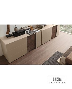 Mobili per la camera da letto Presotto Inside - Cassettiera 3 cassetti L114,6 x P53,2 x H72,8 Corda+P3 Ebano110