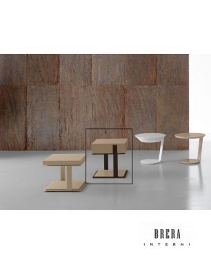 Mobili per la camera da letto Presotto Inside - Comodino L46,5 x P46,5 x H46,3 Corda+Marrone Caffè