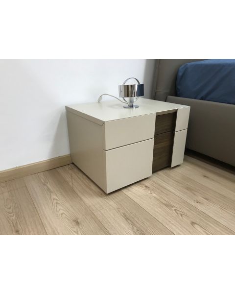 Mobili per la camera da letto Presotto Inside - Comodino L56 x P43,6 x H37,6 Beige Seta+Rovere Tabacco