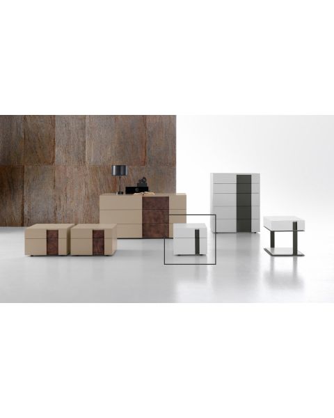 Mobili per la camera da letto Presotto Inside - Comodino L46 x P43,6 x H37,6 Bianco Candido+Grigio Antracite