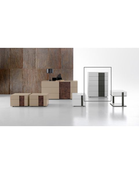 Mobili per Camera da Letto Presotto Inside - Comò 5 Cassetti L86 x P53,2 x H107,9 Bianco Candido+Grigio Antracite