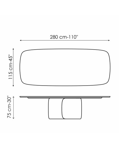 Tavolo Bonaldo Mellow-300 x 120 x H 75 cm