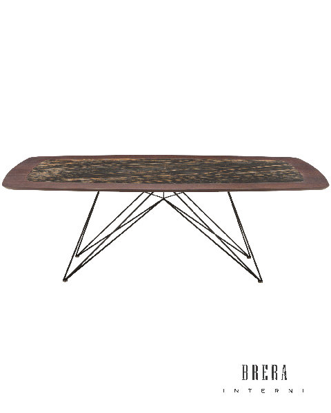 Tavolo Riflessi Pegaso in legno e ceramica