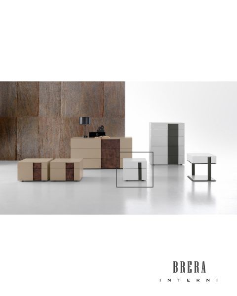 Mobili per la camera da letto Presotto Inside - Comodino L46 x P43,6 x H37,6 Bianco Candido+Grigio Antracite