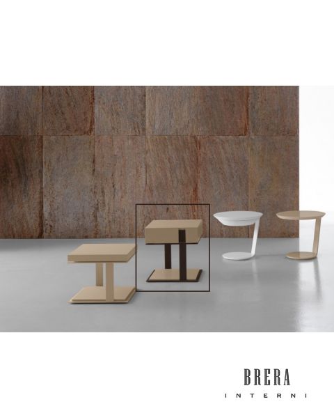 Mobili per la camera da letto Presotto Inside - Comodino L46,5 x P46,5 x H46,3 Corda+Marrone Caffè
