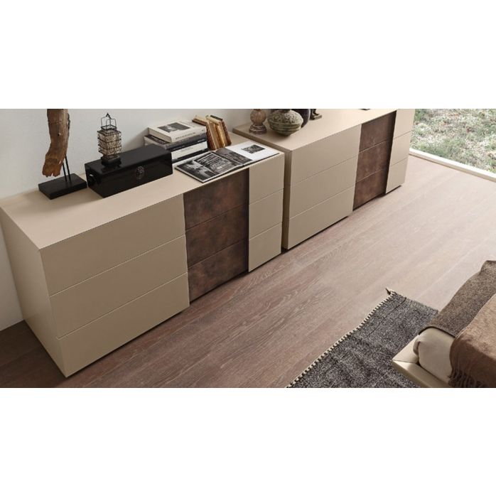Mobili per la camera da letto Presotto Inside - Cassettiera 3 cassetti L114,6 x P53,2 x H72,8 Corda+P3 Ebano110