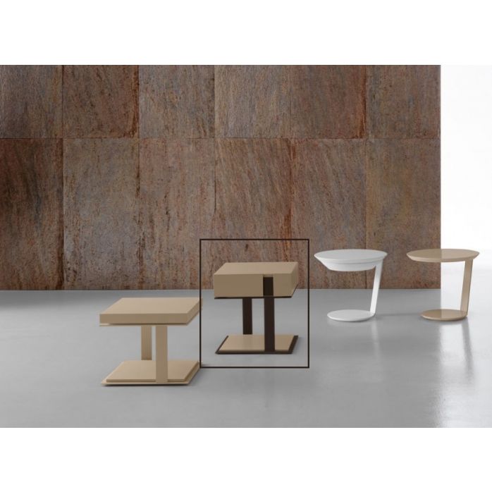 Mobili per la camera da letto Presotto Inside - Comodino L46,5 x P46,5 x H46,3 Corda+Marrone Caffè
