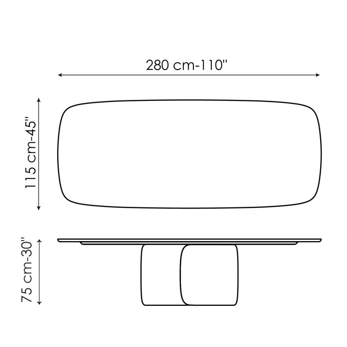 Tavolo Bonaldo Mellow-300 x 120 x H 75 cm