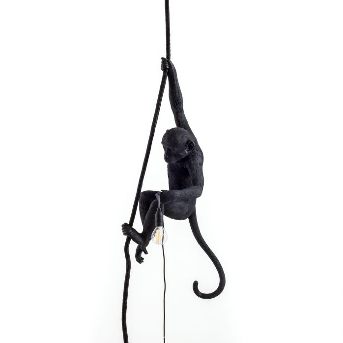 Seletti Monkey Black Rope Wall Lamp 