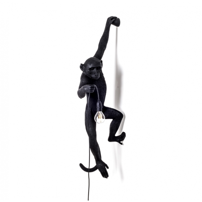Lampada da parete a sospensione nera Monkey di Seletti