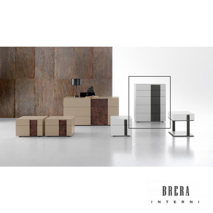 Mobili per Camera da Letto Presotto Inside - Comò 5 Cassetti L86 x P53,2 x H107,9 Bianco Candido+Grigio Antracite