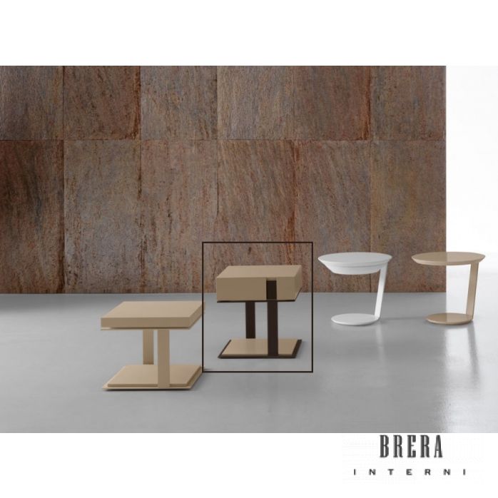 Mobili per la camera da letto Presotto Inside - Comodino L46,5 x P46,5 x H46,3 Corda+Marrone Caffè